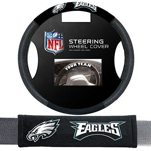 Philadelphia Eagles Nfl Steering Wheel Cover And Seatbelt Pad Auto Deluxe Kit