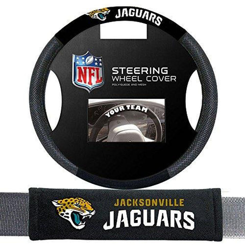 Jacksonville Jaguars Nfl Steering Wheel Cover And Seatbelt Pad Auto Deluxe Kit