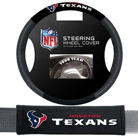 Houston Texans Nfl Steering Wheel Cover And Seatbelt Pad Auto Deluxe Kit