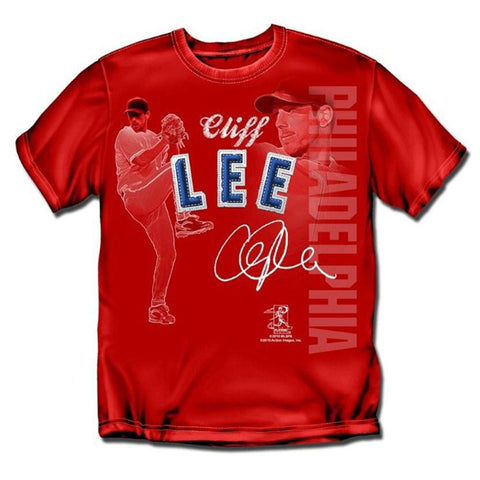 Philadelphia Phillies MLB Cliff Lee #33 Players Stitch Boys Tee (Red) (Small)