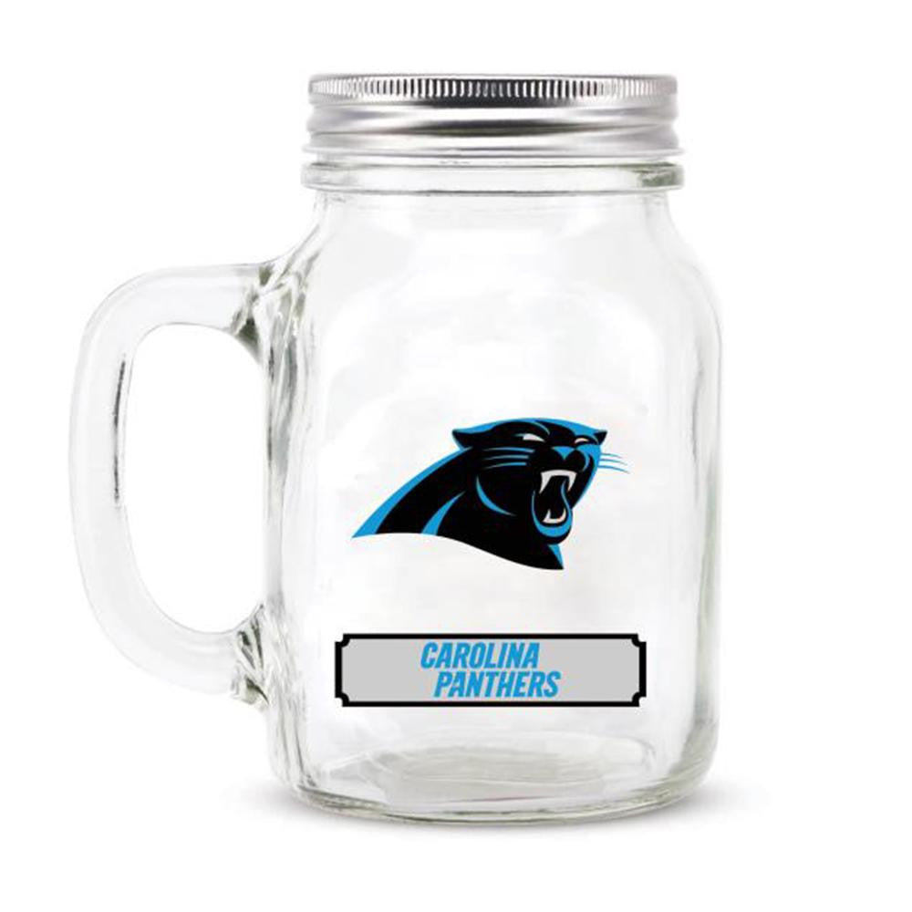 Carolina Panthers NFL Mason Jar Glass With Lid
