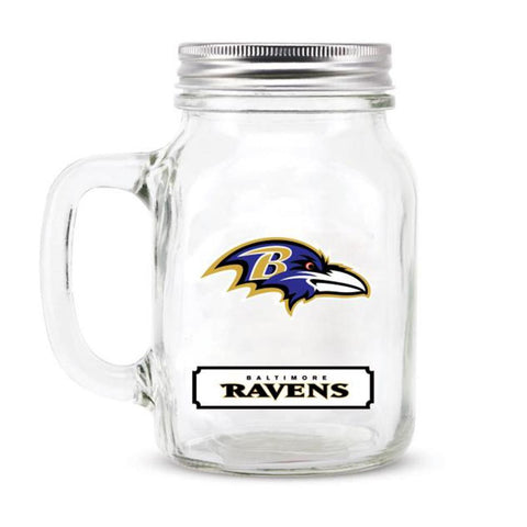 Baltimore Ravens NFL Mason Jar Glass With Lid