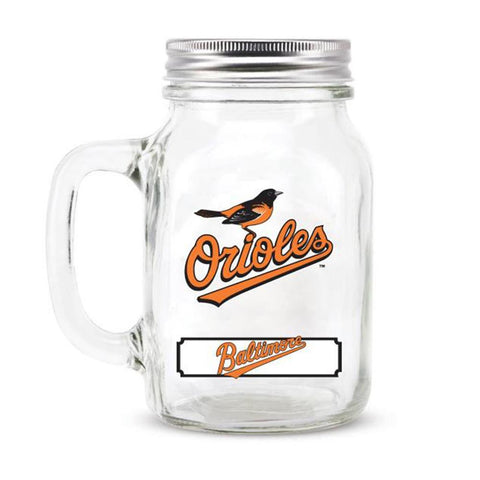 Baltimore Orioles MLB Mason Jar Glass With Lid