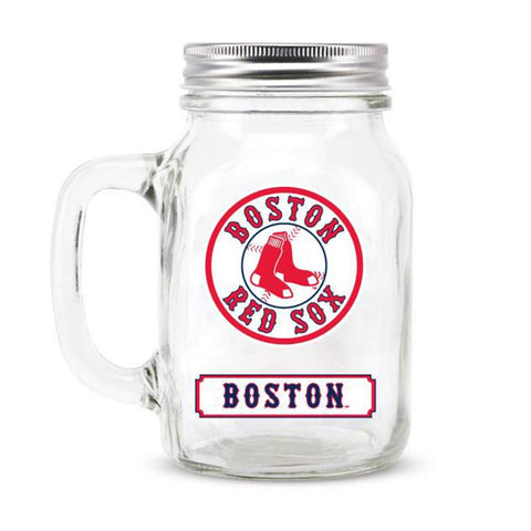 Boston Red Sox MLB Mason Jar Glass With Lid
