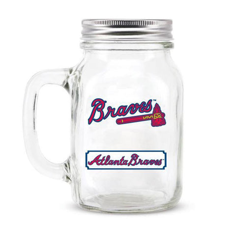 Atlanta Braves MLB Mason Jar Glass With Lid