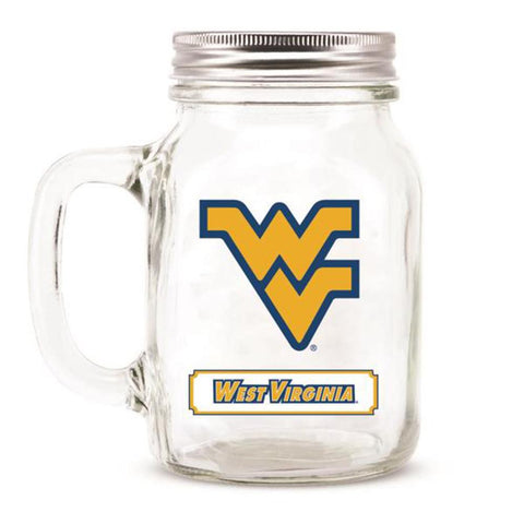 West Virginia Mountaineers Ncaa Mason Jar Glass With Lid