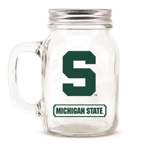 Michigan State Spartans Ncaa Mason Jar Glass With Lid