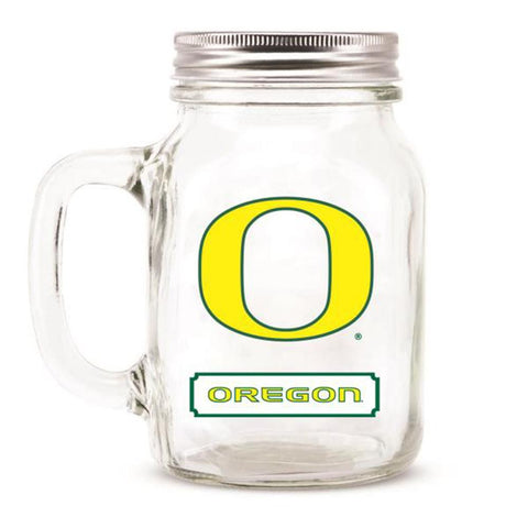 Oregon Ducks Ncaa Mason Jar Glass With Lid