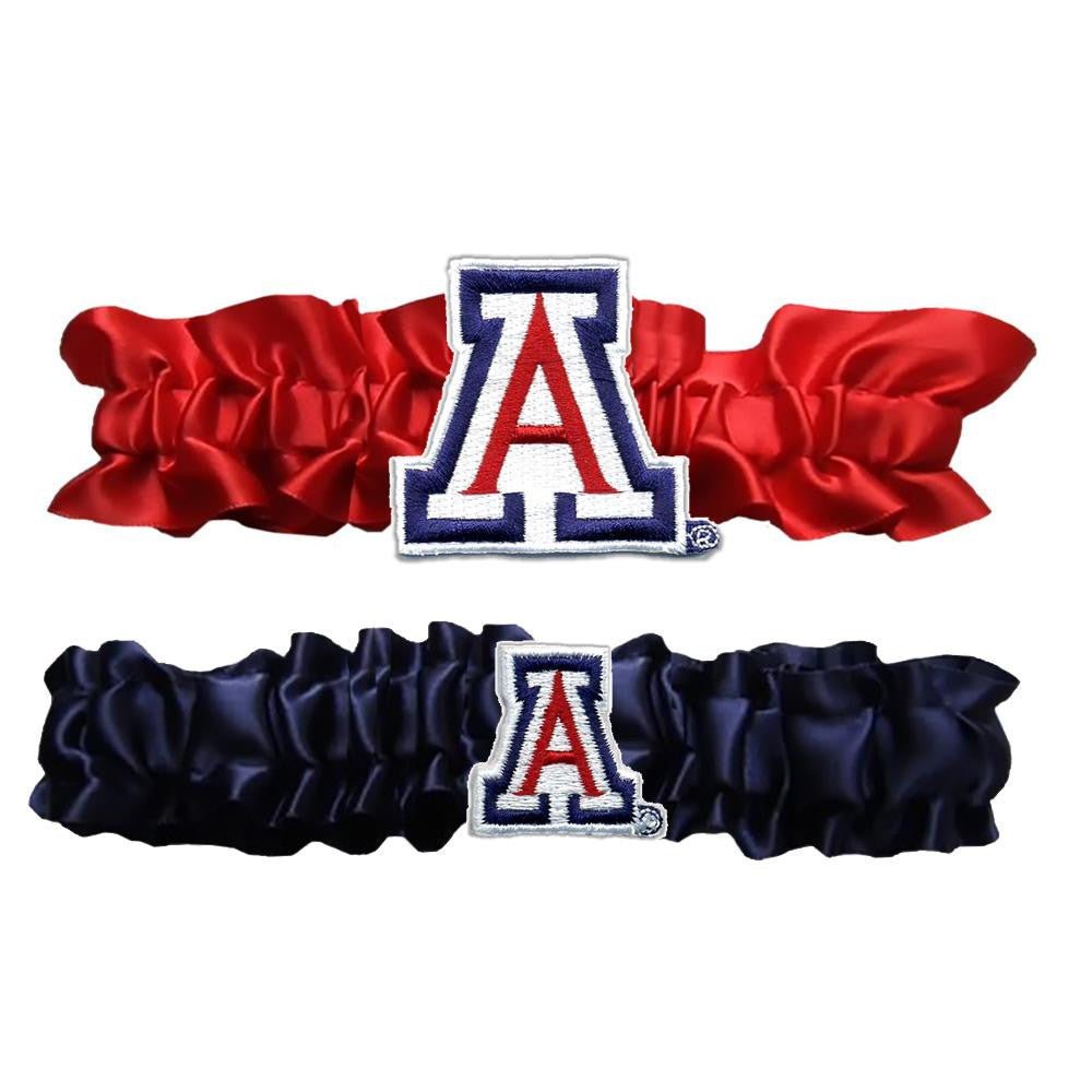 Arizona Wildcats Ncaa Garter Set "one To Keep One To Throw" (red-navy Blue)