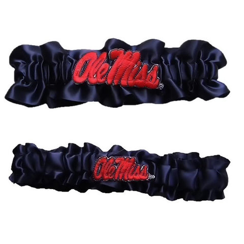 Mississippi Rebels Ncaa Garter Set "one To Keep One To Throw" (navy Blue-navy Blue)
