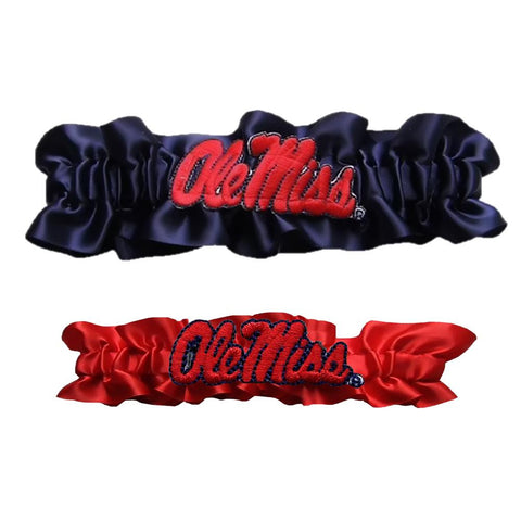 Mississippi Rebels Ncaa Garter Set "one To Keep One To Throw" (navy Blue-red)