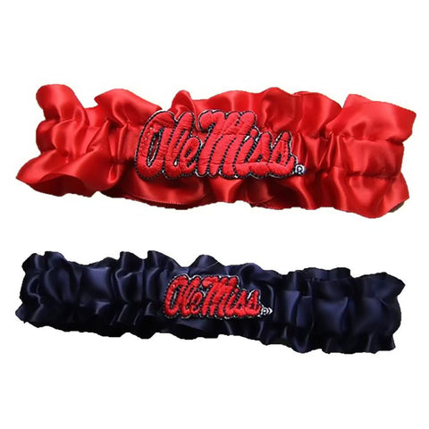 Mississippi Rebels Ncaa Garter Set "one To Keep One To Throw" (red-navy Blue)