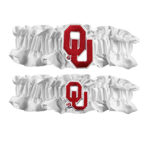 Oklahoma Sooners Ncaa Garter Set "one To Keep One To Throw" (white-white)