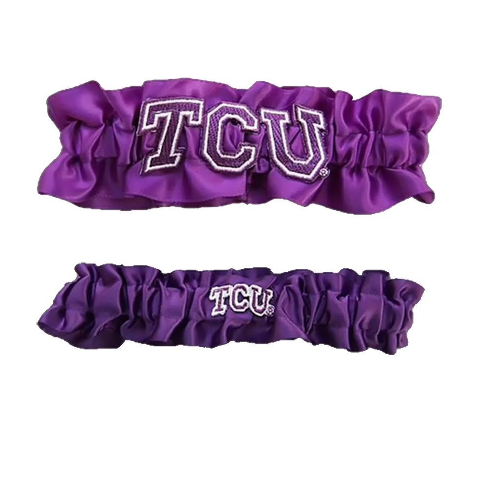 Texas Christian Horned Frogs Ncaa Garter Set "one To Keep One To Throw" (purple-purple)