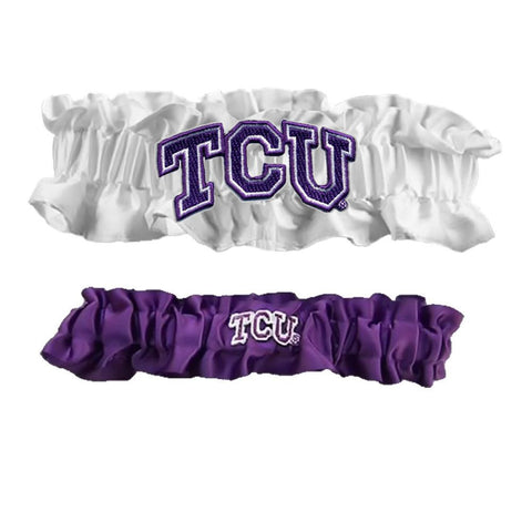 Texas Christian Horned Frogs Ncaa Garter Set "one To Keep One To Throw" (white-purple)