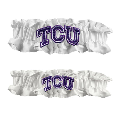 Texas Christian Horned Frogs Ncaa Garter Set "one To Keep One To Throw" (white-white)