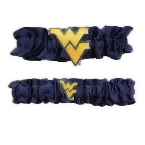 West Virginia Mountaineers Ncaa Garter Set "one To Keep One To Throw" (navy Blue-navy Blue)