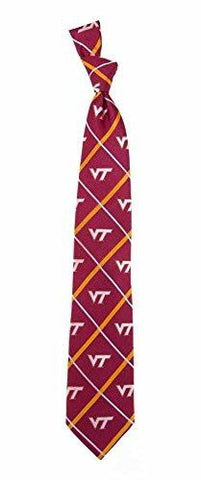 Virginia Tech Hokies Ncaa Silver Line Woven Silk Mens Tie
