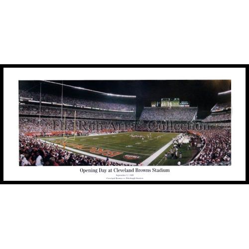Cleveland Browns "opening Day At Cleveland Brown's Stadium" - 13.5"x39" Standard Black Frame