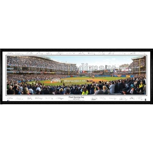 New York Yankees "final Opening Day" - With Signatures - 13.5"x39" Standard Black Frame