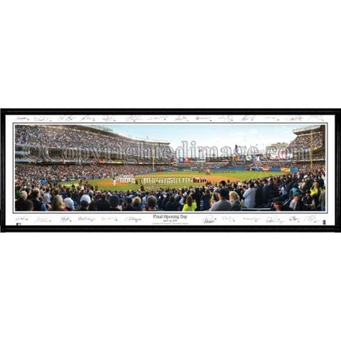 New York Yankees "final Opening Day" - With Signatures  - 13.5"x39" Standard Black Frame