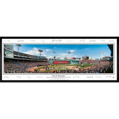 Boston Red Sox "a Day To Remember" - With Signatures  - 13.5"x39" Standard Black Frame
