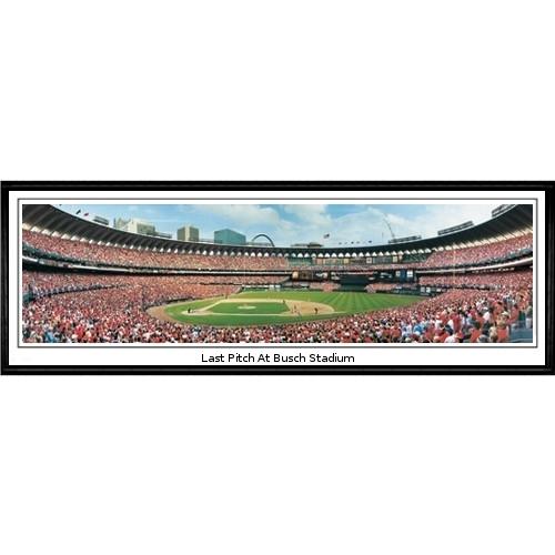 St. Louis Cardinals "last Pitch At Busch Stadium" - 13.5"x39" Standard Black Frame