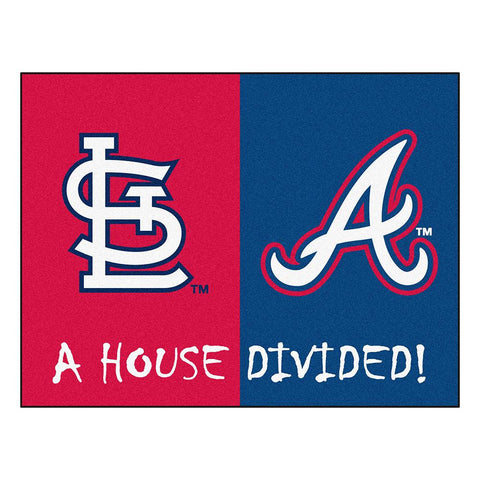 St. Louis Cardinals-Atlanta Braves MLB House Divided NFL All-Star Floor Mat (34x45)
