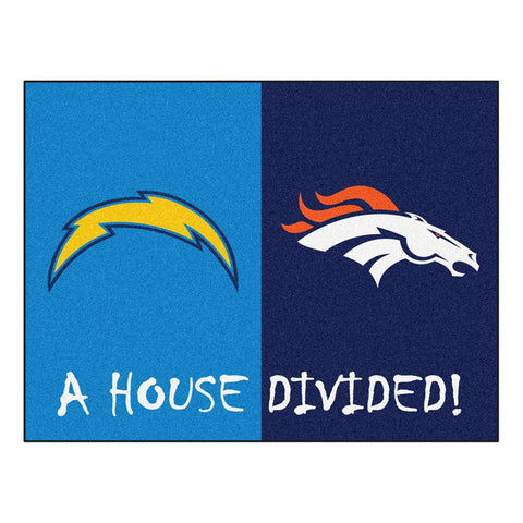 San Diego Chargers-Denver Broncos NFL House Divided NFL All-Star Floor Mat (34x45)