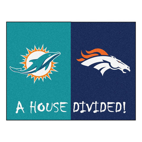 Miami Dolphins-Denver Broncos MLB House Divided All-Star Floor Mat (34x45)