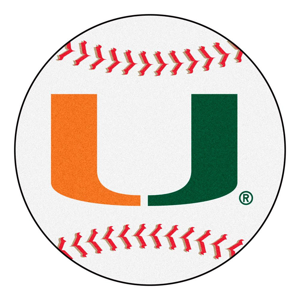 Miami Hurricanes Ncaa "baseball" Round Floor Mat (29") U Logo