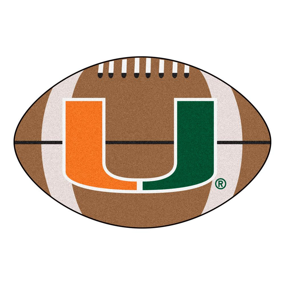 Miami Hurricanes Ncaa "football" Floor Mat (22"x35") U Logo