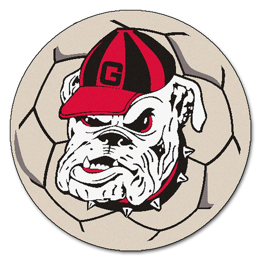 Georgia Bulldogs Ncaa "soccer Ball" Round Floor Mat (29") Bulldog Logo