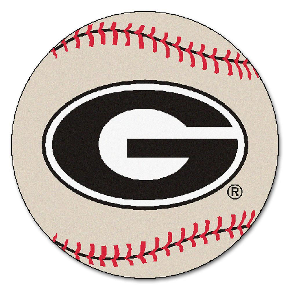 Georgia Bulldogs Ncaa "baseball" Round Floor Mat (29") G Logo On Red