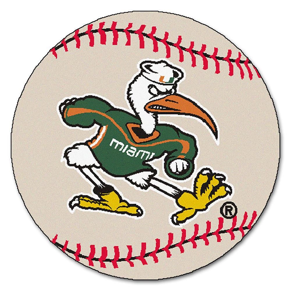 Miami Hurricanes Ncaa "baseball" Round Floor Mat (29") Sebastian The Ibis