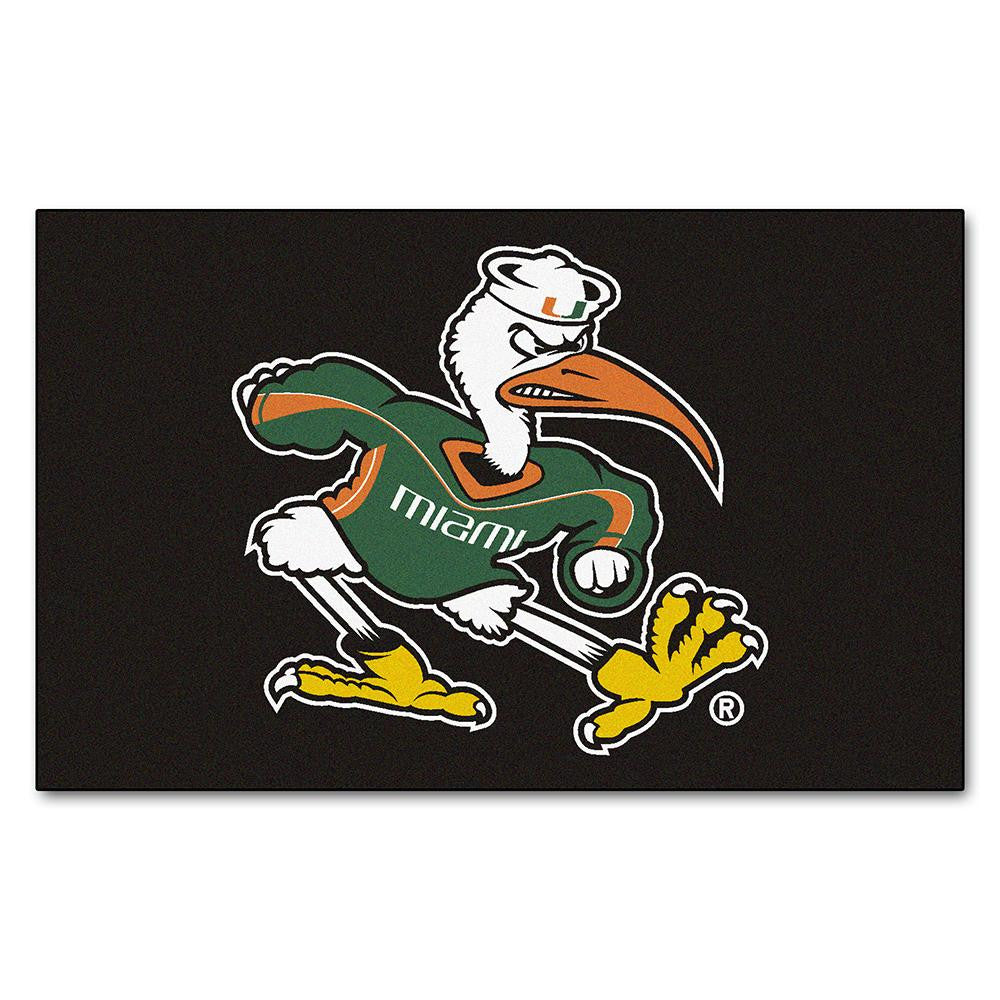 Miami Hurricanes Ncaa "ulti-mat" Floor Mat (5x8') Sebastian The Ibis