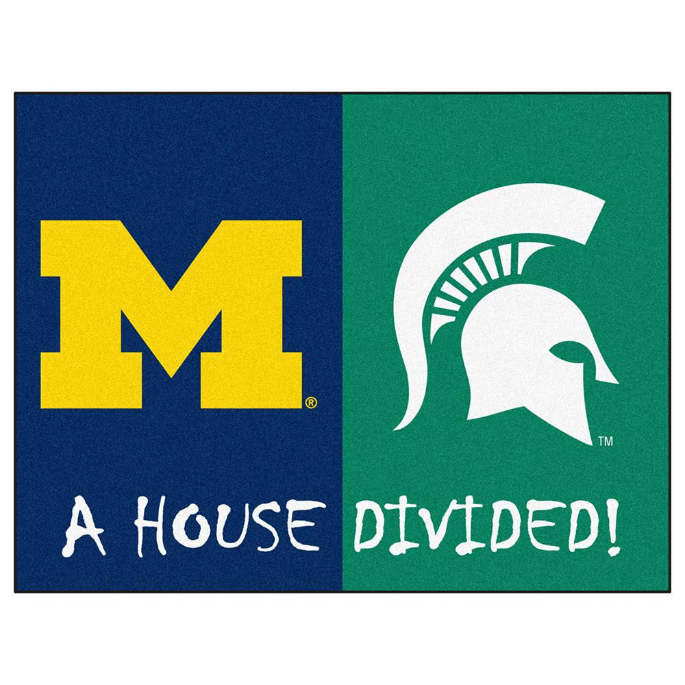 Michigan Wolverines-michigan State Spartans Ncaa House Divided Ncaa "all-star" Floor Mat (34"x45")