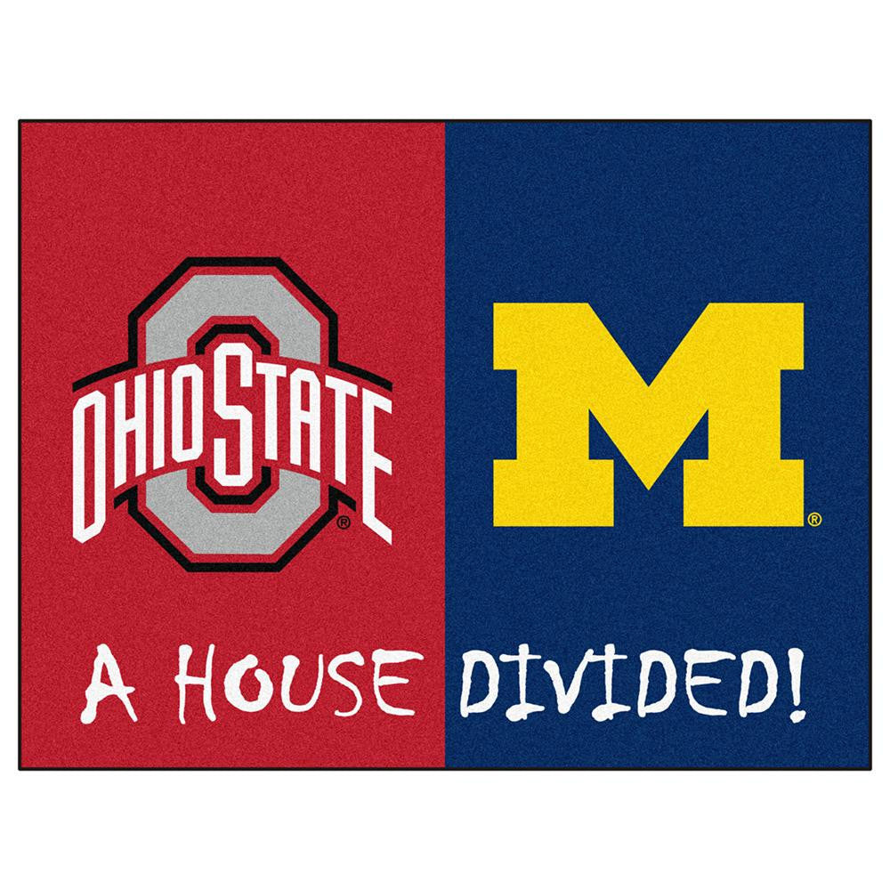 Ohio State Buckeyes - Michigan Wolverines House Divided Ncaa "all-star" Floor Mat (34"x45")
