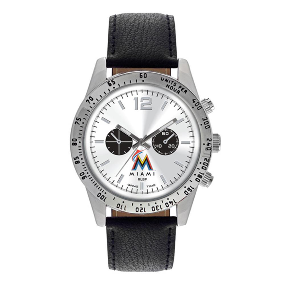 Miami Marlins Mlb Mens "letterman Series" Quartz Analog Watch
