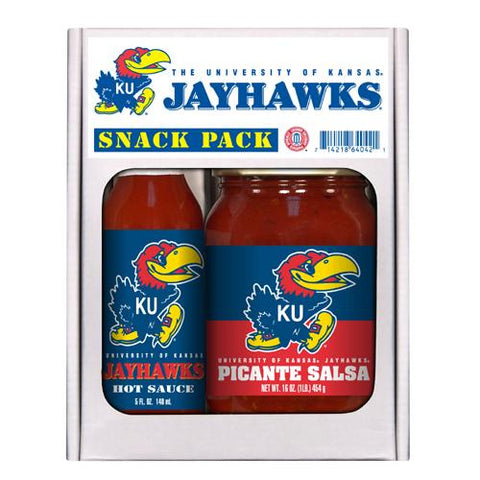 Kansas Jayhawks Ncaa Snack Pack (5oz Hot Sauce, 16oz Picante Salsa)