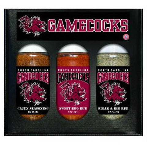 South Carolina Gamecocks Ncaa Boxed Set Of 3 (cajun Seas,stk-rib Rub, Bbq Rub)