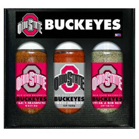 Ohio State Buckeyes Ncaa Boxed Set Of 3 (cajun Seas,stk-rib Rub, Bbq Rub)