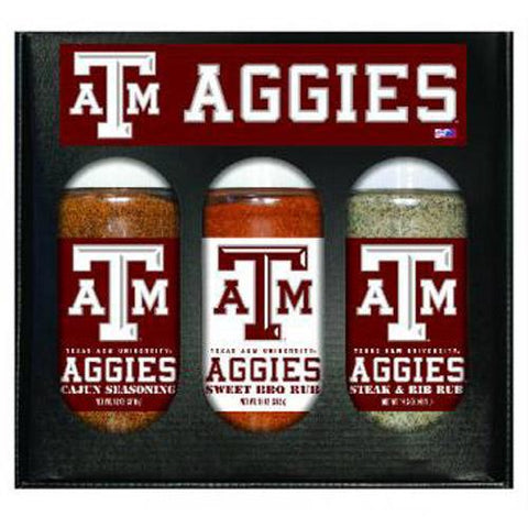 Texas A&m Aggies Ncaa Boxed Set Of 3 (cajun Seas,stk-rib Rub, Bbq Rub)