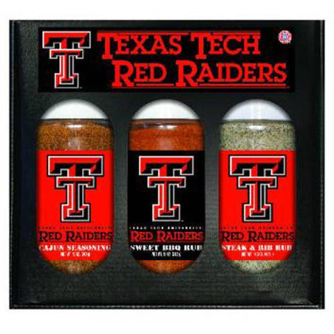 Texas Tech Red Raiders Ncaa Boxed Set Of 3 (cajun Seas,stk-rib Rub, Bbq Rub)