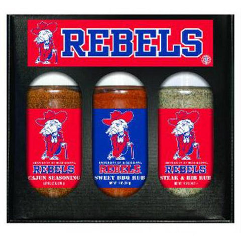 Mississippi Rebels Ncaa Boxed Set Of 3 (cajun Seas,stk-rib Rub, Bbq Rub)