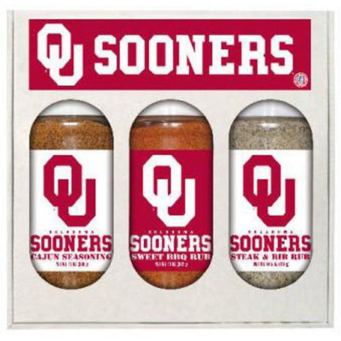 Oklahoma Sooners Ncaa Boxed Set Of 3 (cajun Seas,stk-rib Rub, Bbq Rub)
