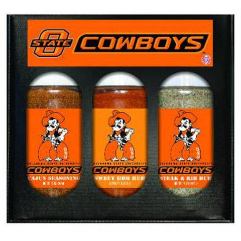Oklahoma State Cowboys Ncaa Boxed Set Of 3 (cajun Seas,stk-rib Rub, Bbq Rub)