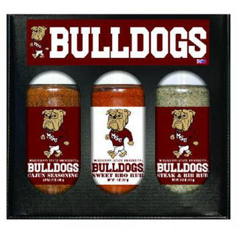 Mississippi State Bulldogs Ncaa Boxed Set Of 3 (cajun Seas,stk-rib Rub, Bbq Rub)