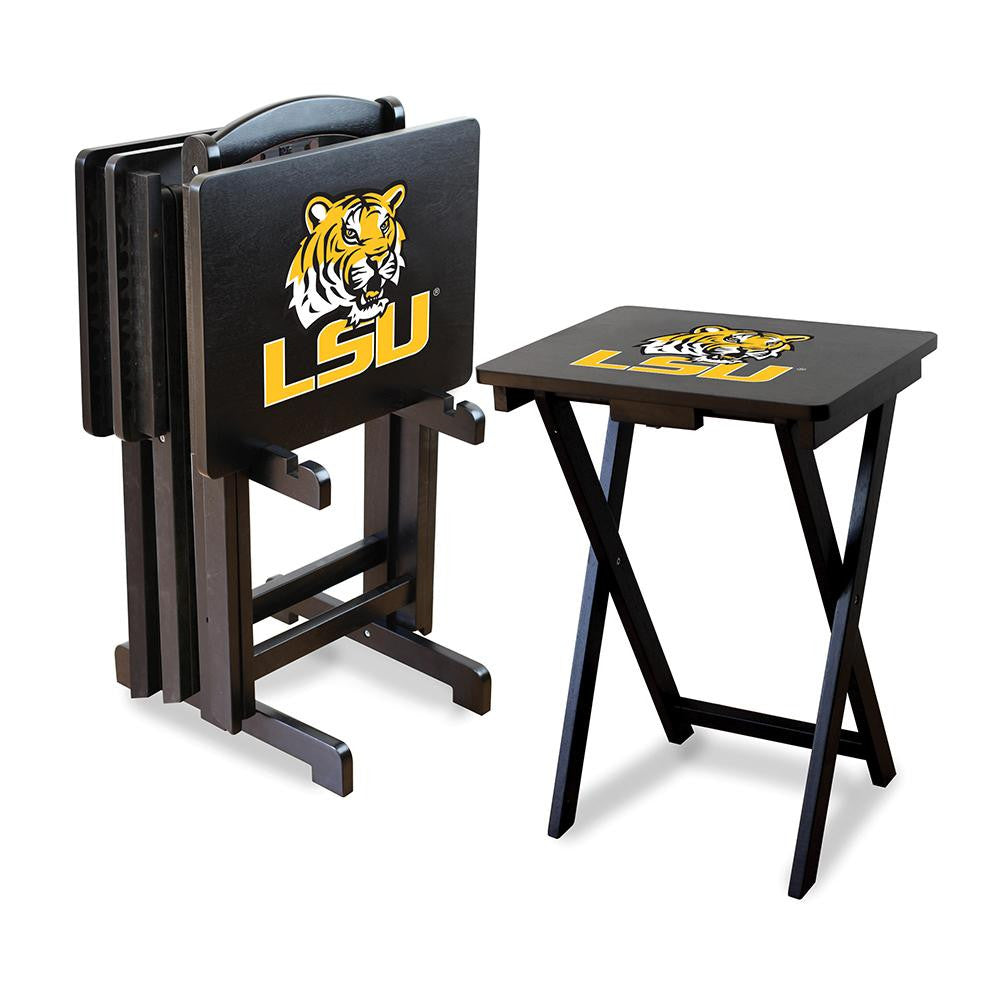 Lsu Tigers Ncaa Tv Tray Set With Rack
