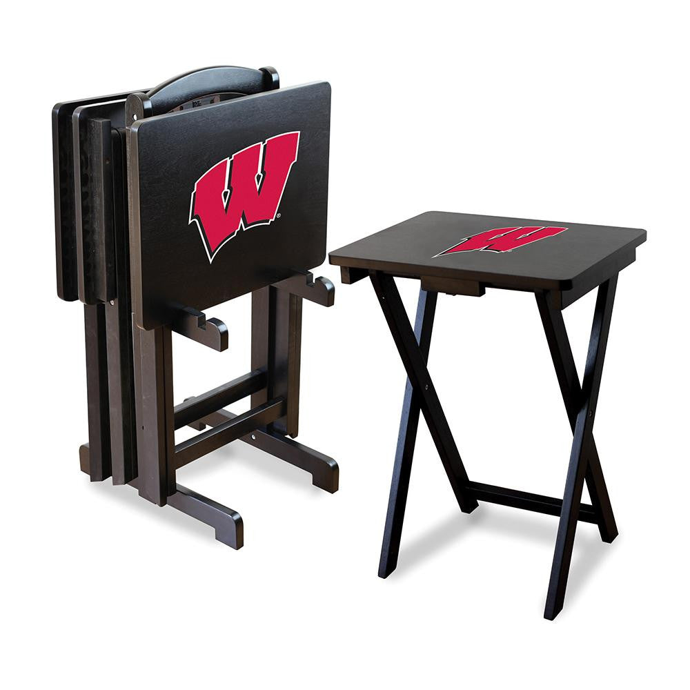 Wisconsin Badgers Ncaa Tv Tray Set With Rack